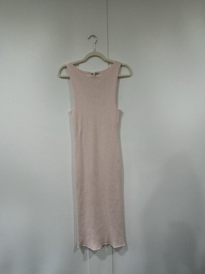 Skin Size Medium Pale Pink Cotton Cashmere Ribbed Midi Lounge Dress Gently Used