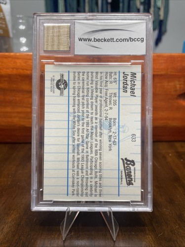 1994 Fleer ProCards Minor League  Michael Jordan #633 BCCG 10 w/ Game Used Bat - Picture 2 of 2