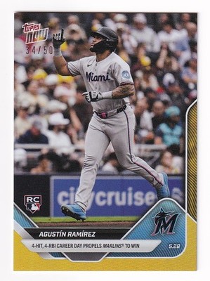 2025 Topps Now Agustin Ramirez Gold Foil 34/50 #227