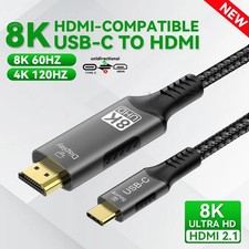 USB C to HDMI Cable 8K 60Hz 4K 120Hz Type C to HDMI Adapter for Laptop TV