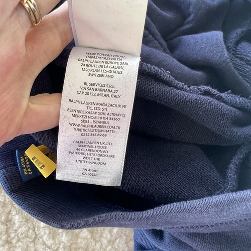 Polo Ralph Lauren Pants Youth Large 12/14 Navy Blue Joggers Sweatpants Pink Pony - Picture 9 of 12