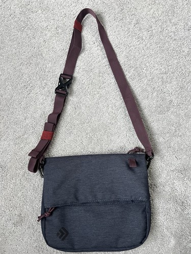 Outdoor Products Grey W/Maroon Strap Canvas Crossbody Bag Recycled Bottles - Picture 1 of 16