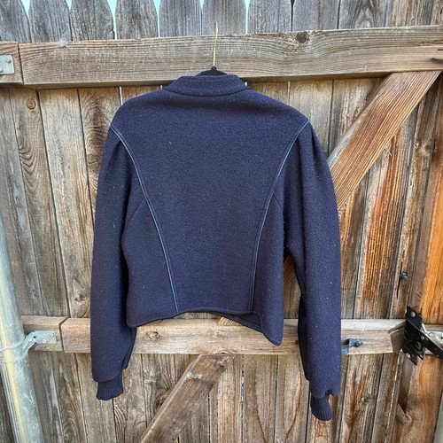 VTG boiled wool navy blue GEIGER Euro size 44 Large Austria JACKET - Picture 2 of 4