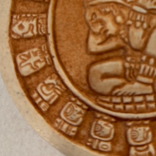 Calendario Maya Sottobicchieri Pietra Rotondo Terracotta Inciso Tribale Art Decò Set di 6 - Foto 11 di 14