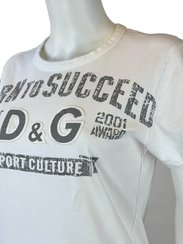Dolce & Gabbana NWT 4 US 40 IT S White Cotton Print T Shirt Top Runway - Picture 7 of 12