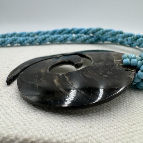 Vintage Wave Swirl Mother of Pearl Shell Pendant Necklace Spiral Love Spell 18" - Picture 13 of 15