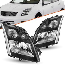 For Nissan Sentra 2007 2008 2009 Halogen Black Headlights Assembly Lamps Pair For Nissan Sentra 2007 2008 2009 Halogen Black Headlights Assembly Lamps Pair