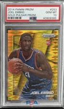 2014-15 Panini Prizm Gold Pulsar /10 Joel Embiid Rookie RC #253 PSA 10