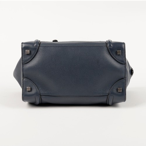 Celine Mini sac de voyage en cuir bleu foncé 165213 55255778 - Picture 10 of 14