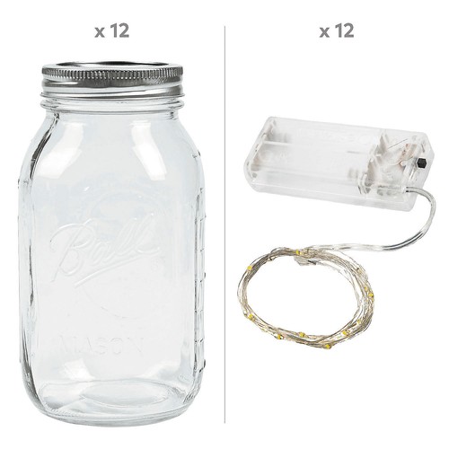 Fun Express Einmachglas & Lichterkette Tisch Herzstück Kit ergibt 12 - Bild 2 von 2