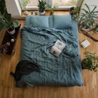 4 Peice Denim Blue Boho Bedding Cover Set King Comforter Cover With Flatsheet