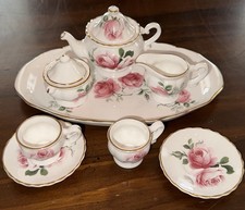Vtg Staffordshire England CROWN Victorian Mini Fine Bone China TEA SET 10 Pieces