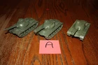 Set of Three Timmee Army M48 Patton Tanks with Metal Axles A - Marx, MPC