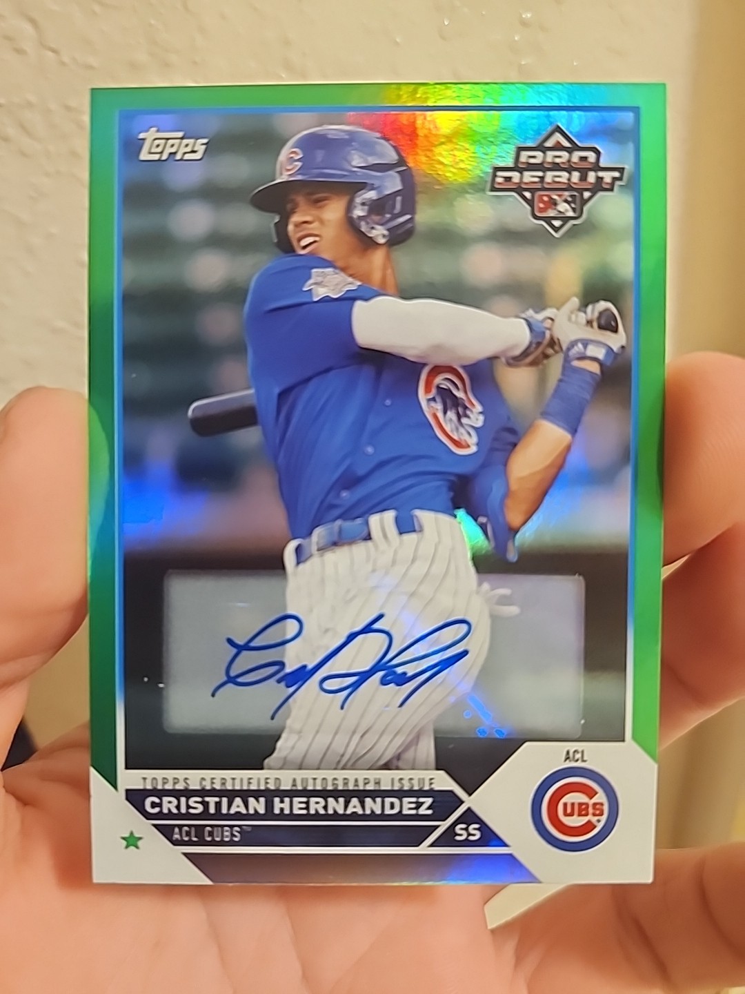 2023 Topps Pro Debut Cristian Hernandez Autographs Green #87/99