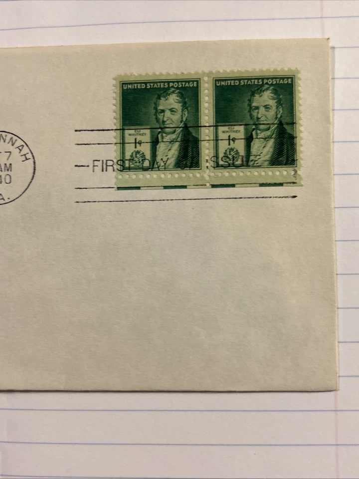 889 Famous American Inventor Eli Whitney Farnam FDC 1940 Savannah GA - Image 3 of 4