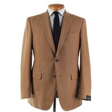 Scabal NWT Super 140's Wool / Cashmere Sport Coat Size 50R 40R US In Camel Tan