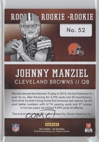 2014 Panini National Convention Rookie Jerseys /99 Johnny Manziel #52 RC - Picture 2 of 4