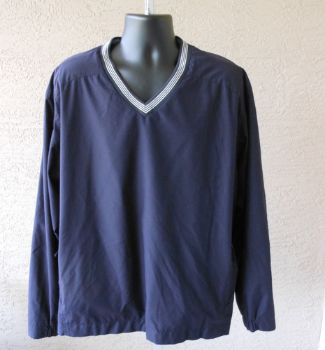 Lands End Mens Size XL 46-48 Golf Lined Pullover Windshirt Navy Blue Zip Pockets - Picture 9 of 9
