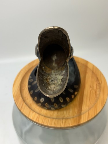 Rare Open Mouth Duck Ashtray MCM Decor Metal Black Silver Trinket Tray - Picture 2 of 11