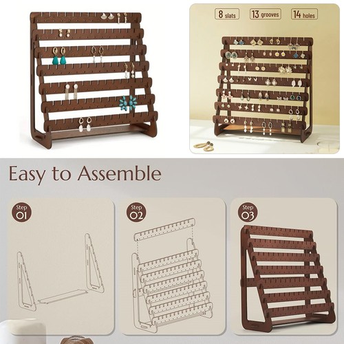 Earring Stand Display Jewelry Organiser for Hanging Earring Wood Holder Tabletop - Picture 6 of 8