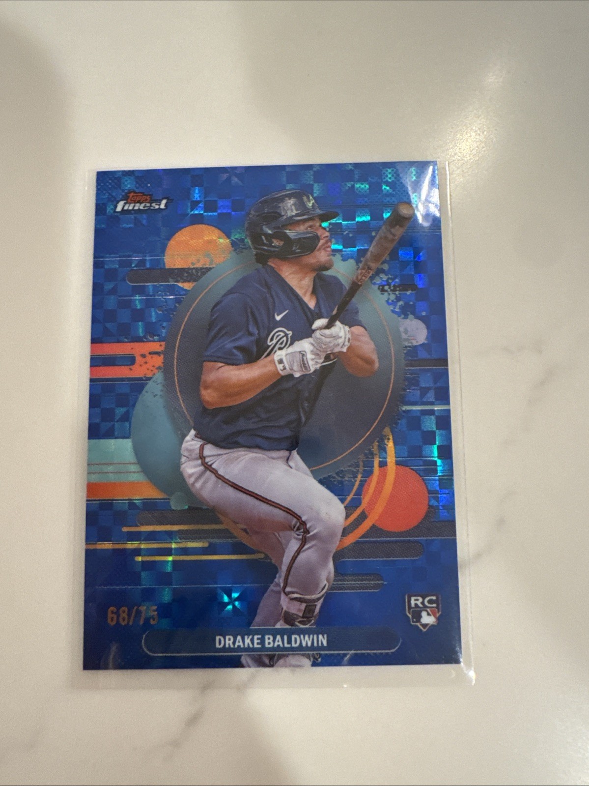 2025 Topps Finest - Drake Baldwin Blue Checker Refractor 68/75 Rookie # 183