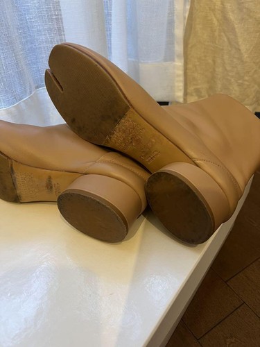 Maison Margiela Leather Tabi Heel Boots Shoes Women Size 37.5 Beige Genuine - Picture 8 of 9