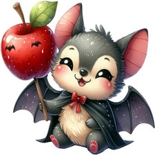 30 Custom Sweet Apple Halloween Bat Personalized Address Labels