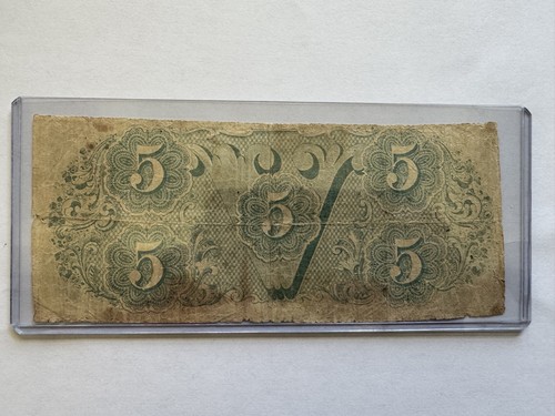 1863 $5 Five Dollar Confederate States of America Note Civil War Era Currency - Picture 4 of 4