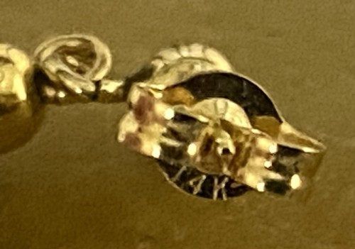 Vintage 14K Gold & langer schwarzer Onyx Träne 1,6 Zoll Ohrhänger - Bild 12 von 13