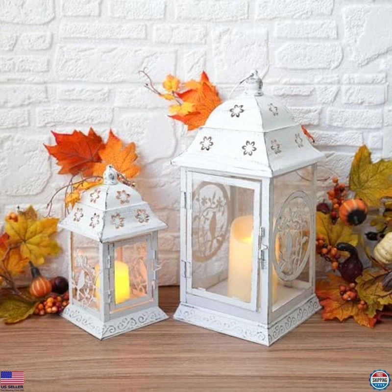 TRIROCKS Vintage-Inspired Set of 2 Rustic Metal Bird Candle Lanterns - 14.5" & 9 - Image 4 of 4