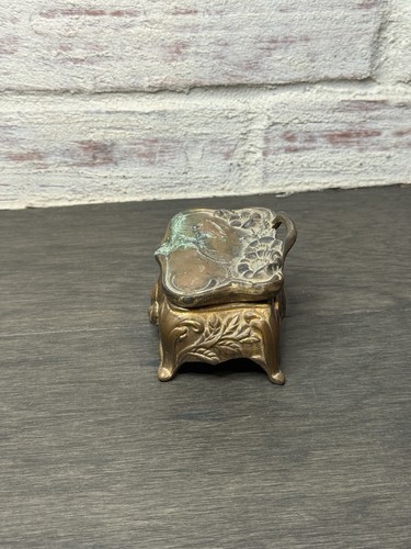 Vintage Jugendstil Schmuck Schatulle Geschenkbox 20. Jahrhundert Blumen Blatt beschädigt - Bild 2 von 11