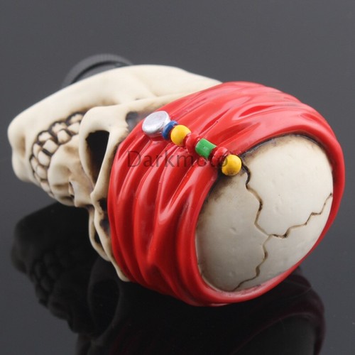Red Universal Skull Head Manual Car Gear Stick Shift Knob Shifter Lever Handle - Picture 11 of 12
