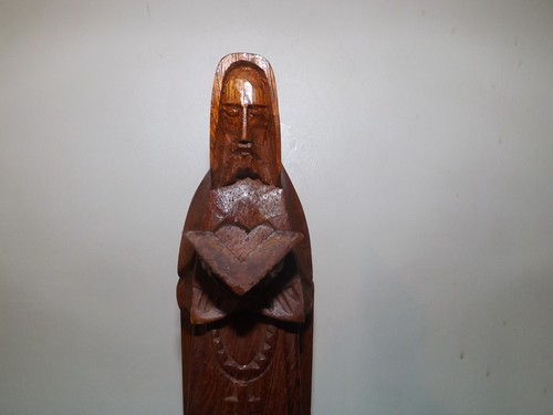 Estatuilla escultura vintage de madera busto de Jesús tallada a mano 10,5" independiente - Imagen 2 de 4