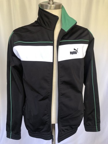 PUMA Mens Track Jacket Black/White/Green, Small - Picture 4 of 12