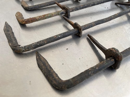 6  Early American Hand Wrought Iron Architectural Shutter Dogs Ohio Federal - Picture 5 of 10