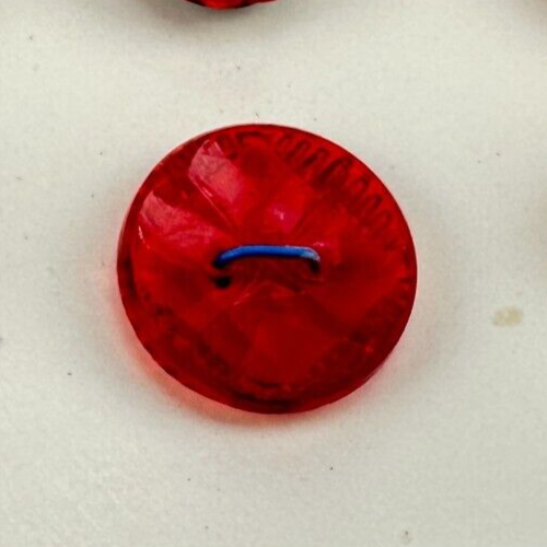 VTG Antique Red Glass Buttons Lot On Card Faceted Rhinestone Gold Painted Dome - Picture 16 of 24
