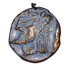Vintage Ancient Greek Replica Patina Bronze Souvenir Coin Pendant Medallion 2"