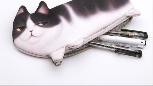 US 3D Cat Zipper Pen Case Makeup Pouch Tool Bag Stationary Pencil Box Organizer - Picture 10 of 36