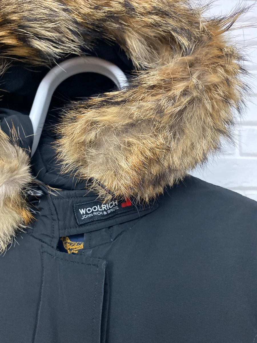 Women s Woolrich Ramar Cloth Down Parka Black Hooded Jacket Size S