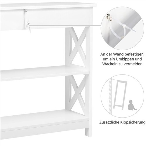 Konsolentisch Sideboard Beistelltisch Holz Flurtisch mit Schublade und 2 Ablagen - Bild 5 von 12