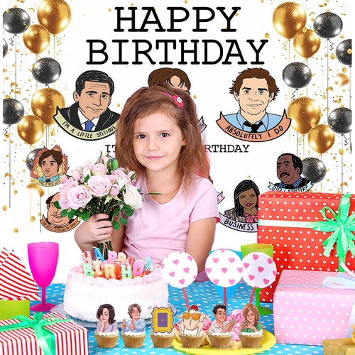 The Office TV Birthday Decor Party Supplies Set Balloons Cake Toppers Banner - Picture 6 of 7