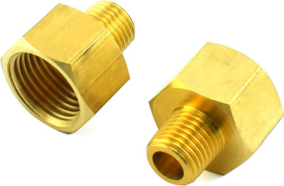 2-Pack Brass Pipe Fitting 1/4'' NPT Thread Male to 1/2'' Female Reducer Adapter