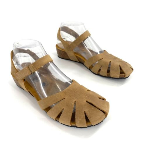 Plakton Norma Vaquetilla Closed Toe Sandals Womens Sz 40/9-9.5 Beige Leather