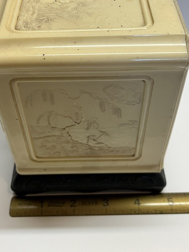 Zelluloid Schmuckkästchen asiatisches Motiv 3 Schubladen Vintage Retro Geschenk Schmuck Drachengriffe - Bild 23 von 24