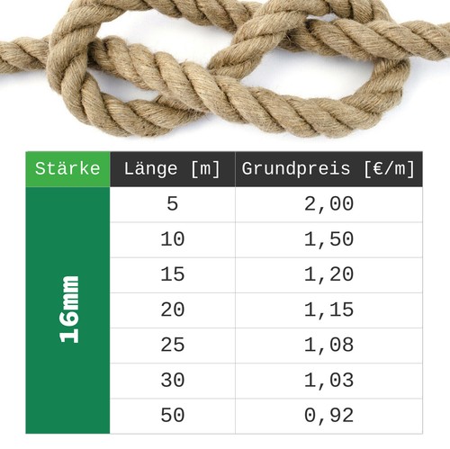 Juteseil Größe 6 - 60mm Hanfseil Tauwerk Dekoseil Dickes Rope Gedreht Naturhanf - Bild 14 von 25