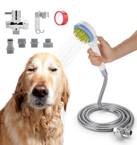 3 in 1 Pet Dog Shower Sprayer Bath Massage Brush with Hose Diverter Bathing Set