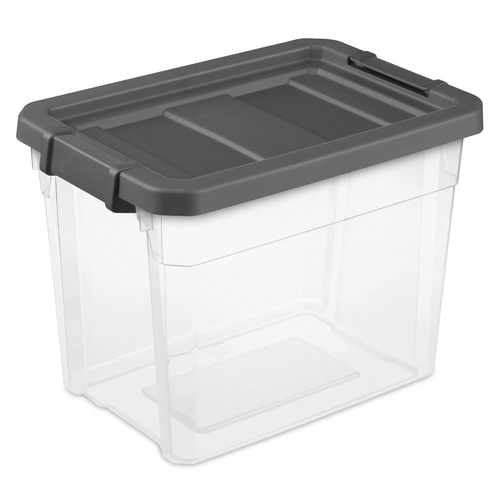 Sterilite 30 Qt Clear Plastic Stackable Storage Bin with Grey Latch Lid, 6 Pack - Picture 8 of 9