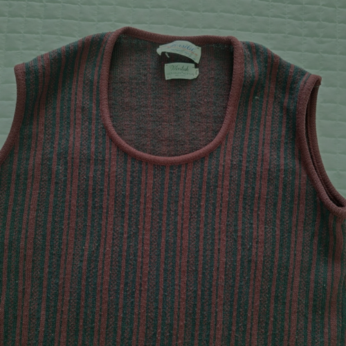 De Colección Jersild Hombres Suéter Chaleco Tejido 1970 Abuelo Papá Grande EE. UU. Vino/Raya Negra - Imagen 2 de 7