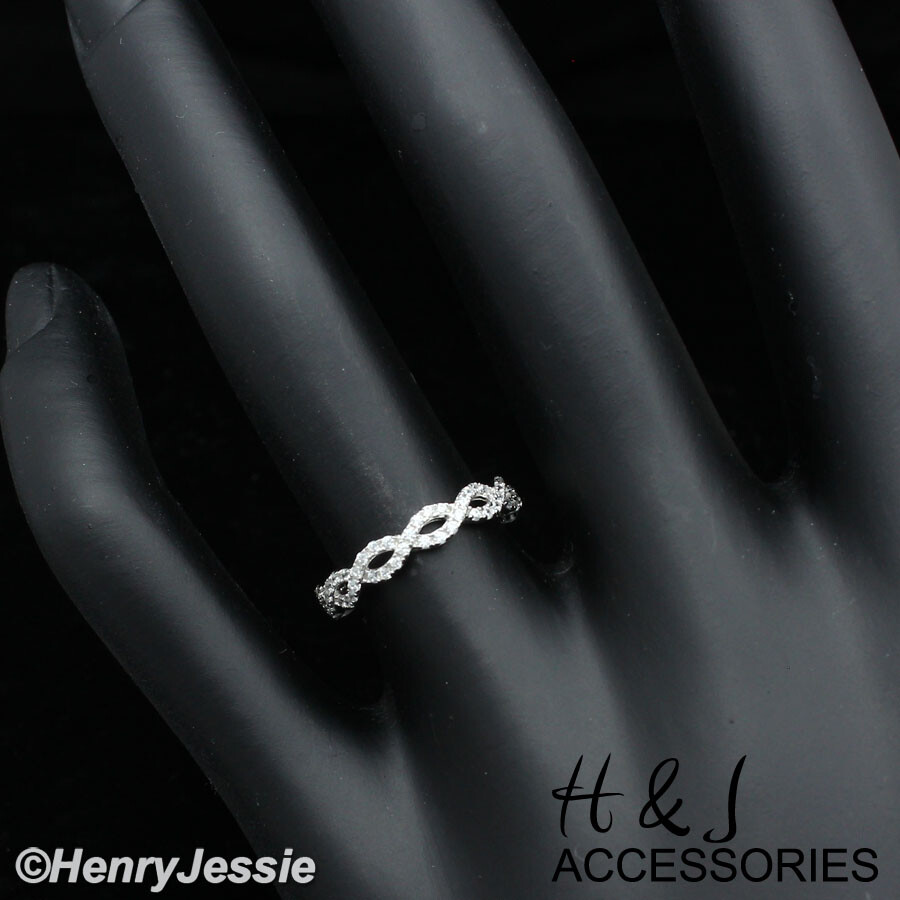 WOMEN 925 STERLING SILVER ICY CZ WAVE INFINITY SHAPE SILVER