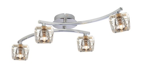 Crystal Ceiling Light Fixture 4 Way LED Diamond Cut Glass Shades Interior Fittin - Picture 2 of 8